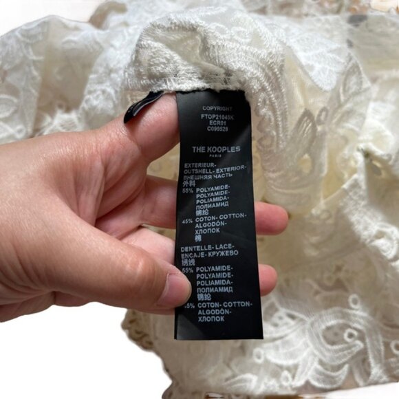 The Kooples Floral Lace White Top Size M - Picture 6 of 8